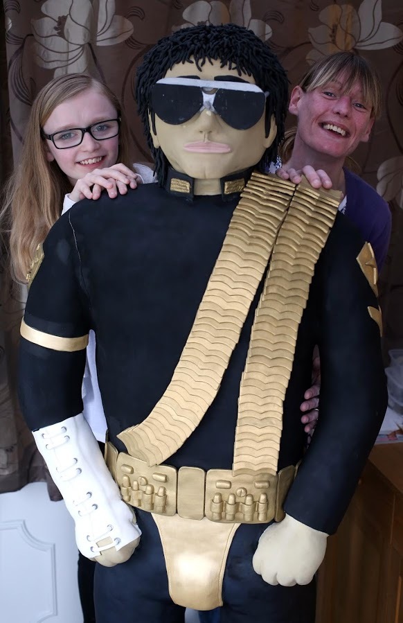 Sonya Todd of King's Gardens, Sowerby, Thirsk recently won an award at an international cake making contest for her giant Michael Jackson rice krispie creation. Her daughter Evie Todd (12) also won a bronze award in the birthday cake category. Picture: CHRIS BOOTH