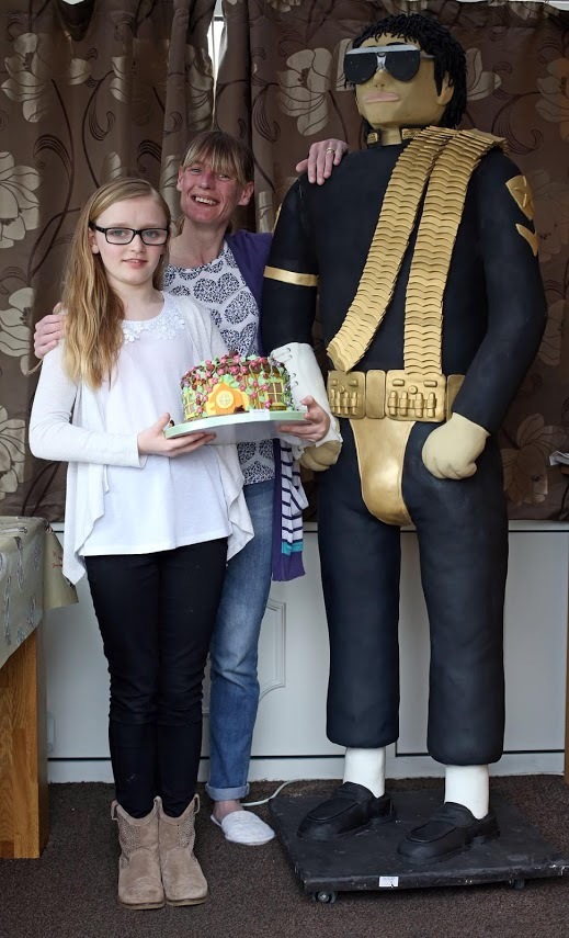 Sonya Todd of King's Gardens, Sowerby, Thirsk recently won an award at an international cake making contest for her giant Michael Jackson rice krispie creation. Her daughter Evie Todd (12) also won a bronze award in the birthday cake category. Picture: CHRIS BOOTH