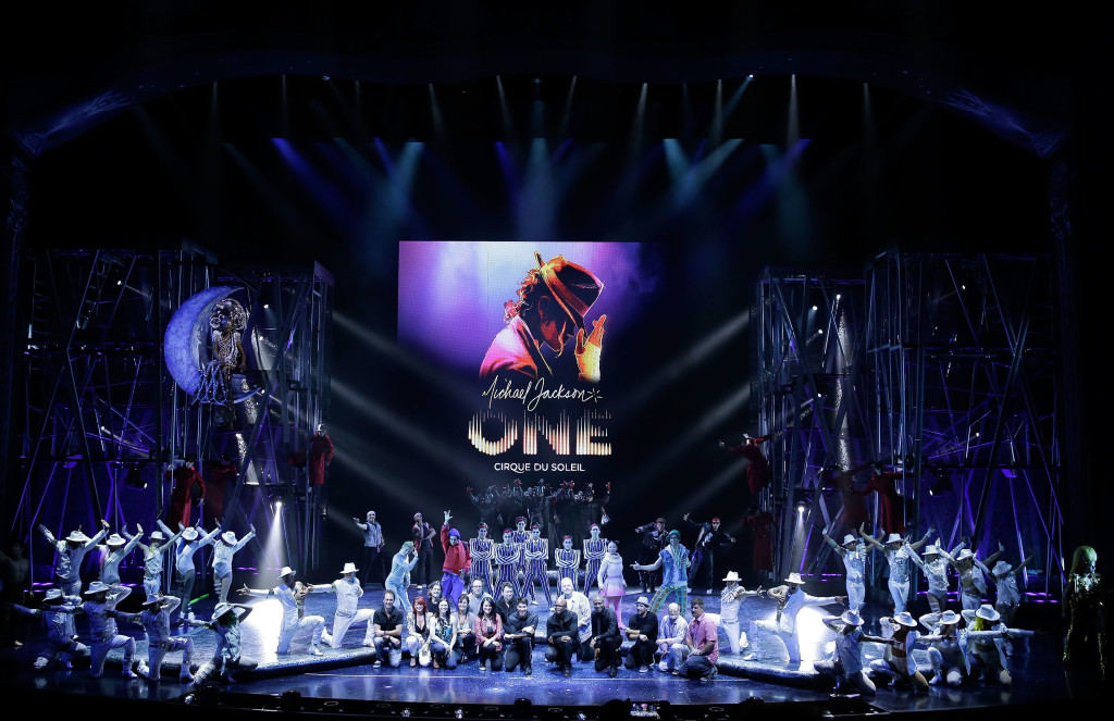 LAS VEGAS, NV - MAY 07: Creators and cast on stage during ÒMichael Jackson ONEÓ by Cirque du Soleil at Mandalay Bay Resort & Casino on May 7, 2013 in Las Vegas, Nevada. (Photo by Isaac Brekken/Getty Images)