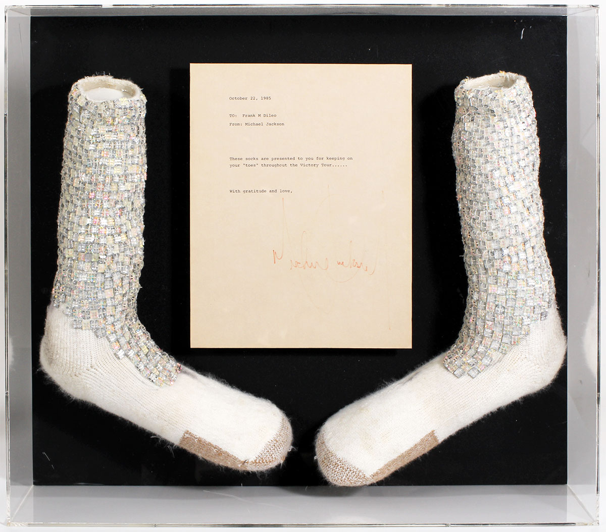 Economic Improve Comorama Michael Jackson socks from Motown 25 on Auction. - MJVibe
