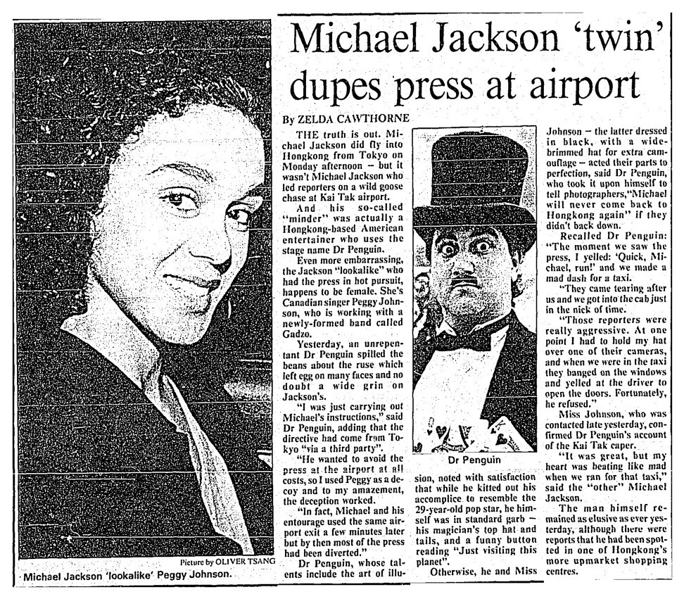 Le saviez-vous ?, Actualités Dr Penguin, Michael Jackson, Hong Kong, 1987 HK04